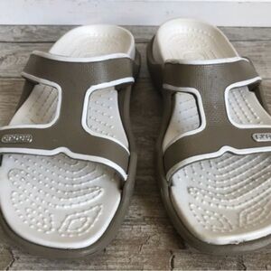 Grey and White Croc Sandals